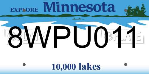8WPU011 Minnesota License Plate