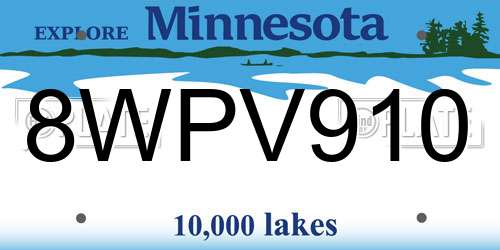 8WPV910 Minnesota License Plate