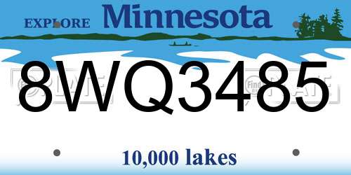 8WQ3485 Minnesota License Plate