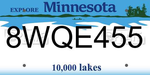 8WQE455 Minnesota License Plate