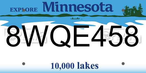 8WQE458 Minnesota License Plate