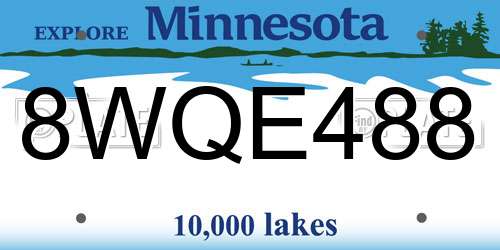 8WQE488 Minnesota License Plate