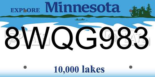 8WQG983 Minnesota License Plate