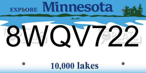 8WQV722 Minnesota License Plate