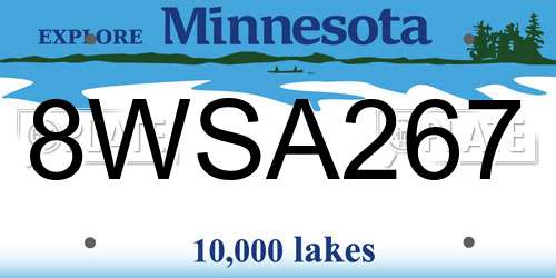 8WSA267 Minnesota License Plate