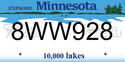 8WW928 Minnesota License Plate