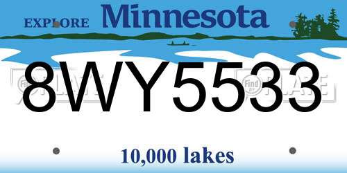 8WY5533 Minnesota License Plate