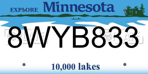 8WYB833 Minnesota License Plate