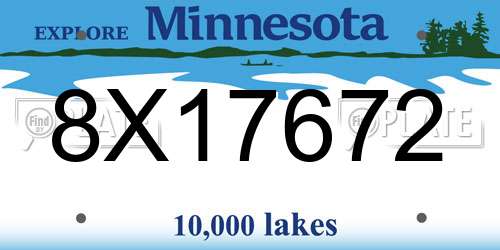 8X17672 Minnesota License Plate