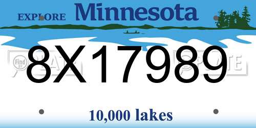 8X17989 Minnesota License Plate
