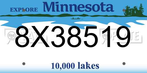 8X38519 Minnesota License Plate
