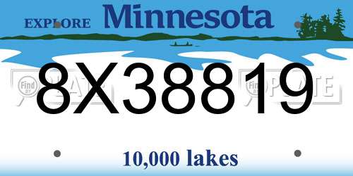 8X38819 Minnesota License Plate