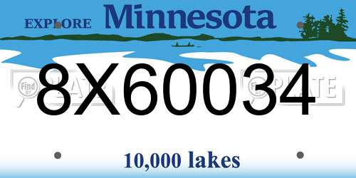 8X60034 Minnesota License Plate