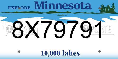 8X79791 Minnesota License Plate