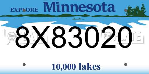 8X83020 Minnesota License Plate