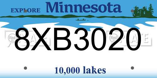 8XB3020 Minnesota License Plate