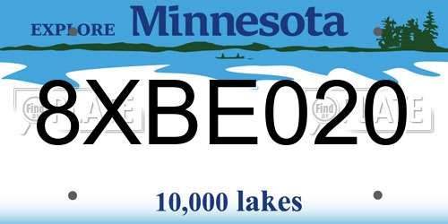 8XBE020 Minnesota License Plate