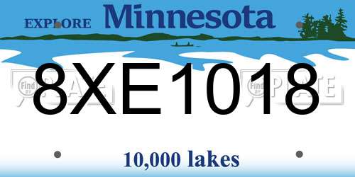 8XE1018 Minnesota License Plate