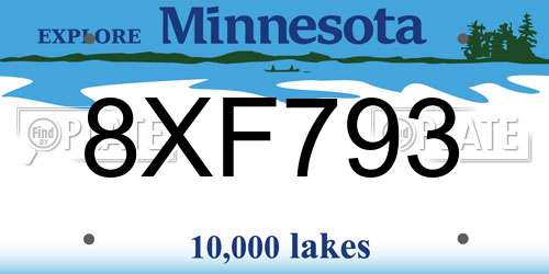8XF793 Minnesota License Plate