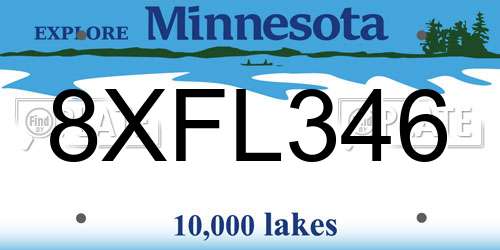 8XFL346 Minnesota License Plate