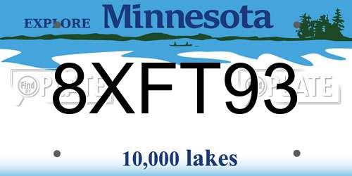 8XFT93 Minnesota License Plate