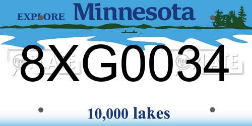 8XG0034 Minnesota License Plate