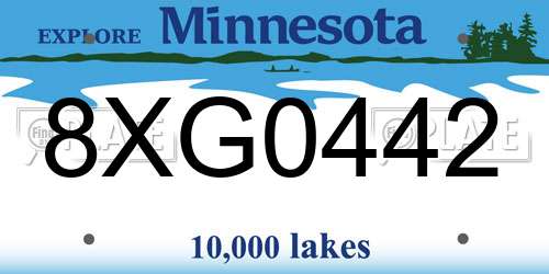 8XG0442 Minnesota License Plate