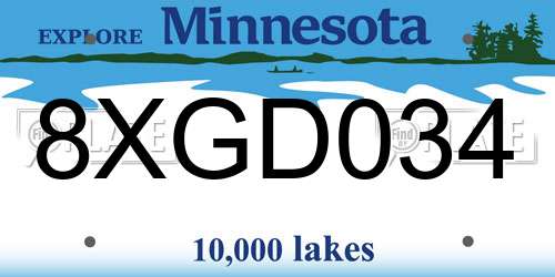 8XGD034 Minnesota License Plate