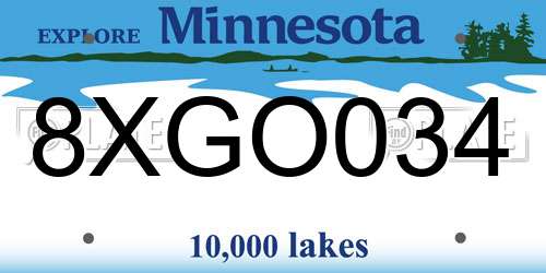 8XGO034 Minnesota License Plate