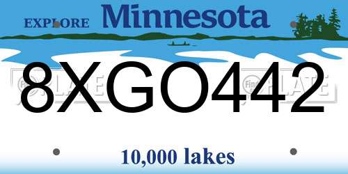 8XGO442 Minnesota License Plate