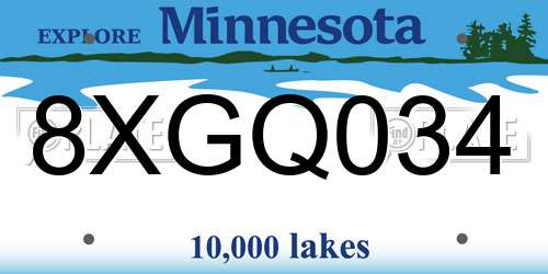 8XGQ034 Minnesota License Plate