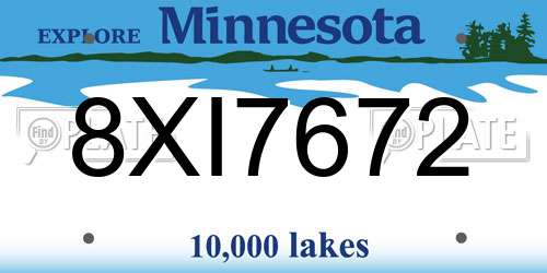 8XI7672 Minnesota License Plate