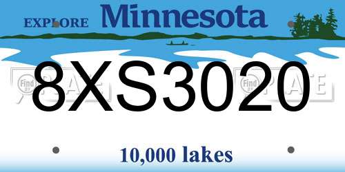 8XS3020 Minnesota License Plate
