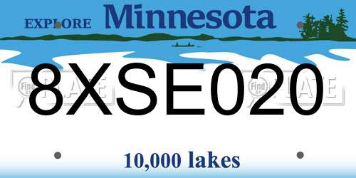8XSE020 Minnesota License Plate