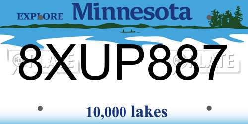 8XUP887 Minnesota License Plate