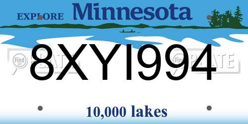 8XYI994 Minnesota License Plate