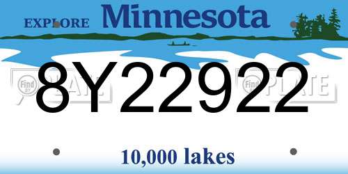 8Y22922 Minnesota License Plate