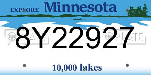 8Y22927 Minnesota License Plate