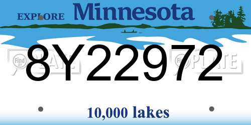 8Y22972 Minnesota License Plate