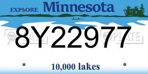8Y22977 Minnesota License Plate