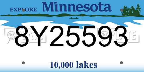 8Y25593 Minnesota License Plate
