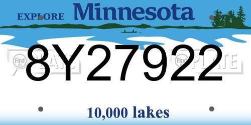 8Y27922 Minnesota License Plate
