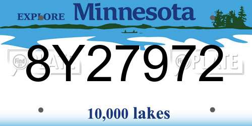 8Y27972 Minnesota License Plate