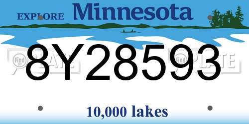 8Y28593 Minnesota License Plate