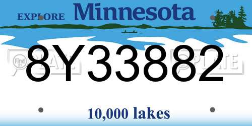 8Y33882 Minnesota License Plate