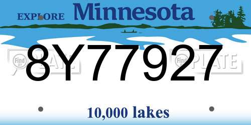 8Y77927 Minnesota License Plate