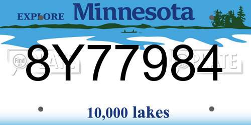 8Y77984 Minnesota License Plate