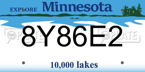 8Y86E2 Minnesota License Plate