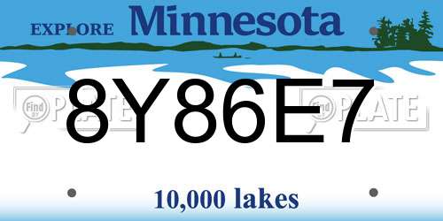 8Y86E7 Minnesota License Plate