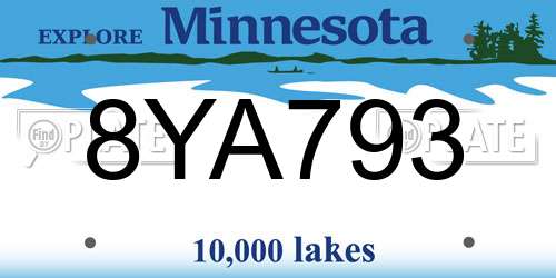 8YA793 Minnesota License Plate